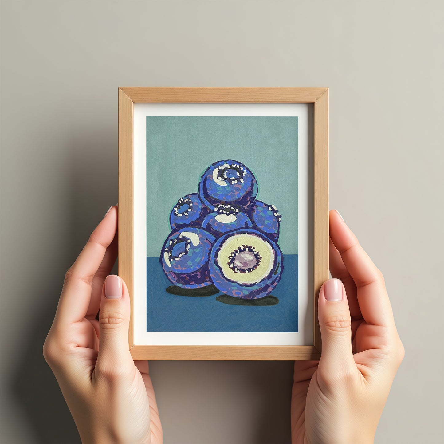 Blueberry Stack Impressionist Style Illustration Original Art Print