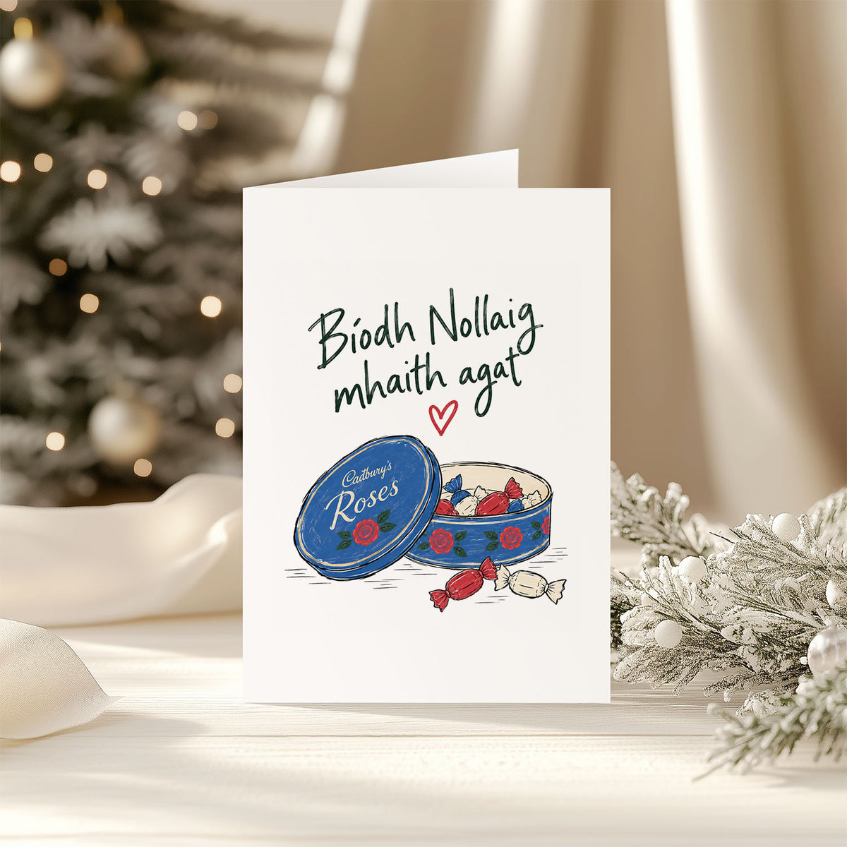 Irish Food Christmas Greeting Card - Funny Irish Christmas - Cadbury's Roses Christmas Card
