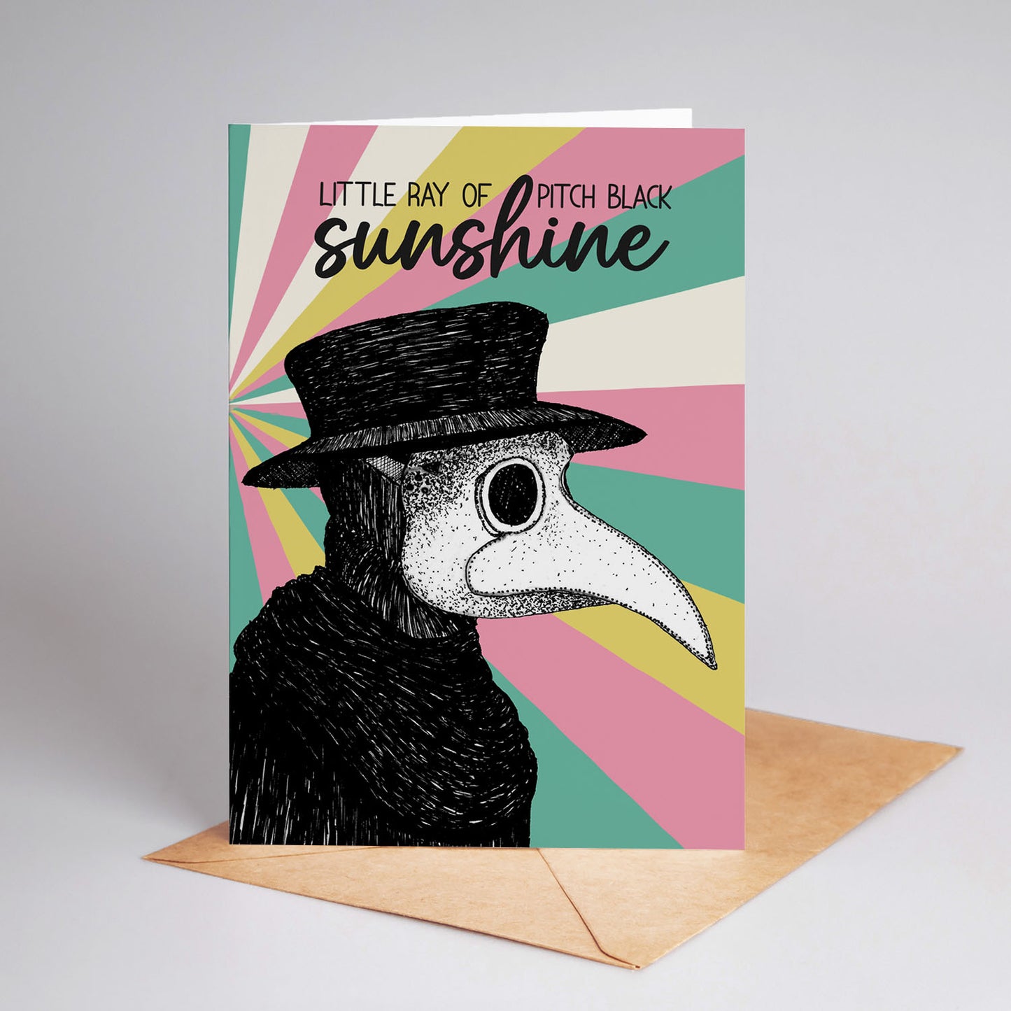 "Little Ray Of Pitch Black Sunshine" Illustrated A6 Blank Greeting Card