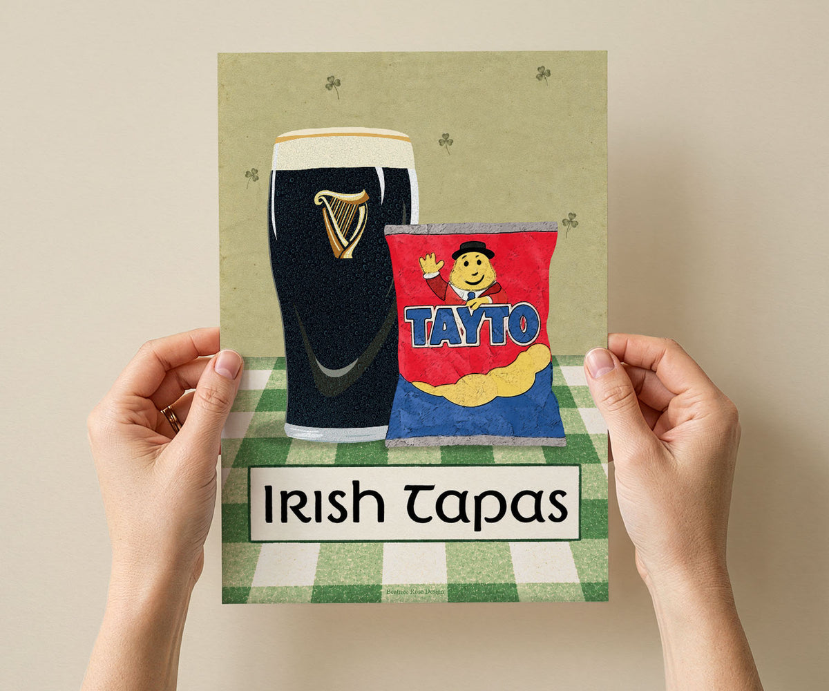 Irish Tapas Guinness and Tayto Crisps A4 Original Art Print