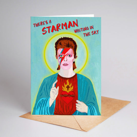 "There's A Starman Waiting In The Sky" Illustration A6 Blank Greeting Card