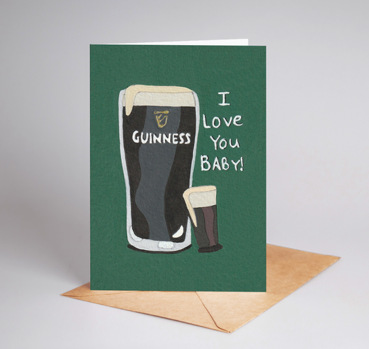 "I Love You Baby" Illustrated A6 Blank Greeting Card
