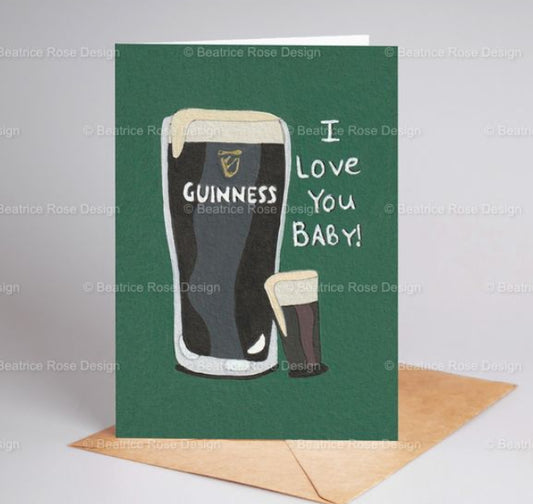 "I Love You Baby" Illustrated A6 Blank Greeting Card