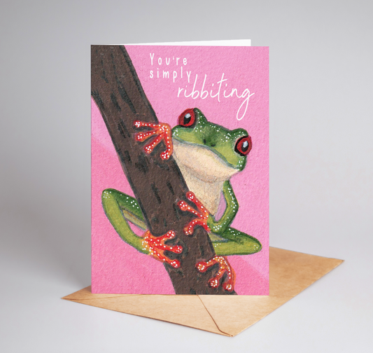 You're Simply Ribbiting Tree Frog A6 Blank Greeting Card