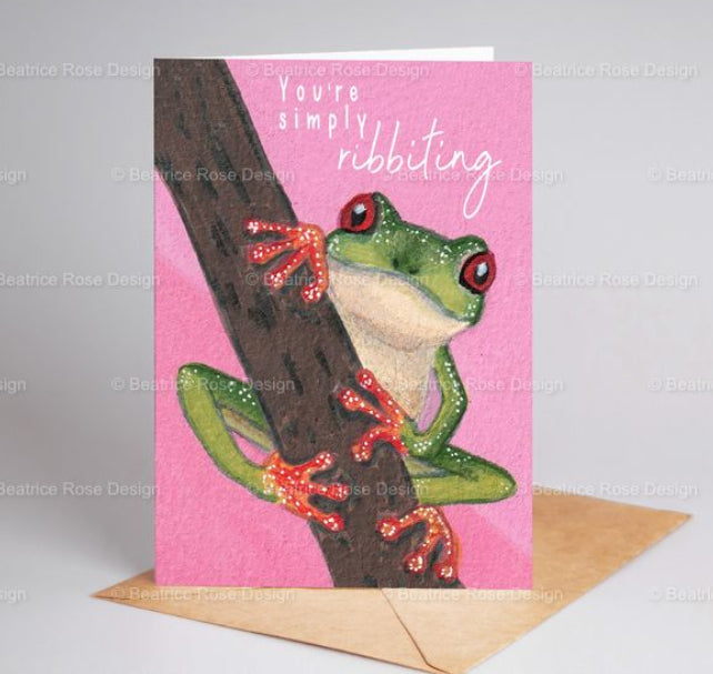 "You're Simply Ribbiting" Tree Frog A6 Blank Greeting Card