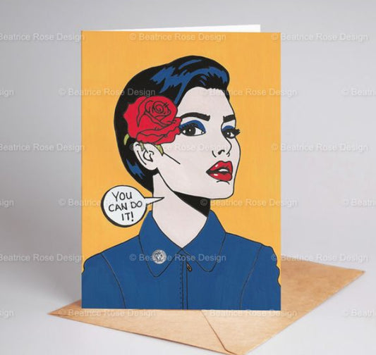 "You Can Do It" Rosie Illustration A6 Blank Greeting Card