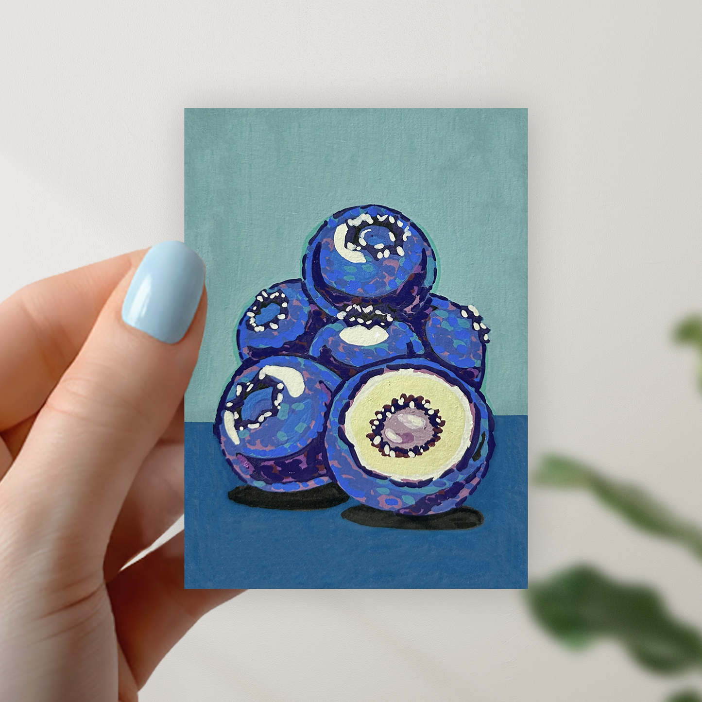 Blueberry Stack Impressionist Style Illustration Original Art Print