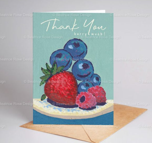 Thank You Berry Much" A6 Blank Greeting Card