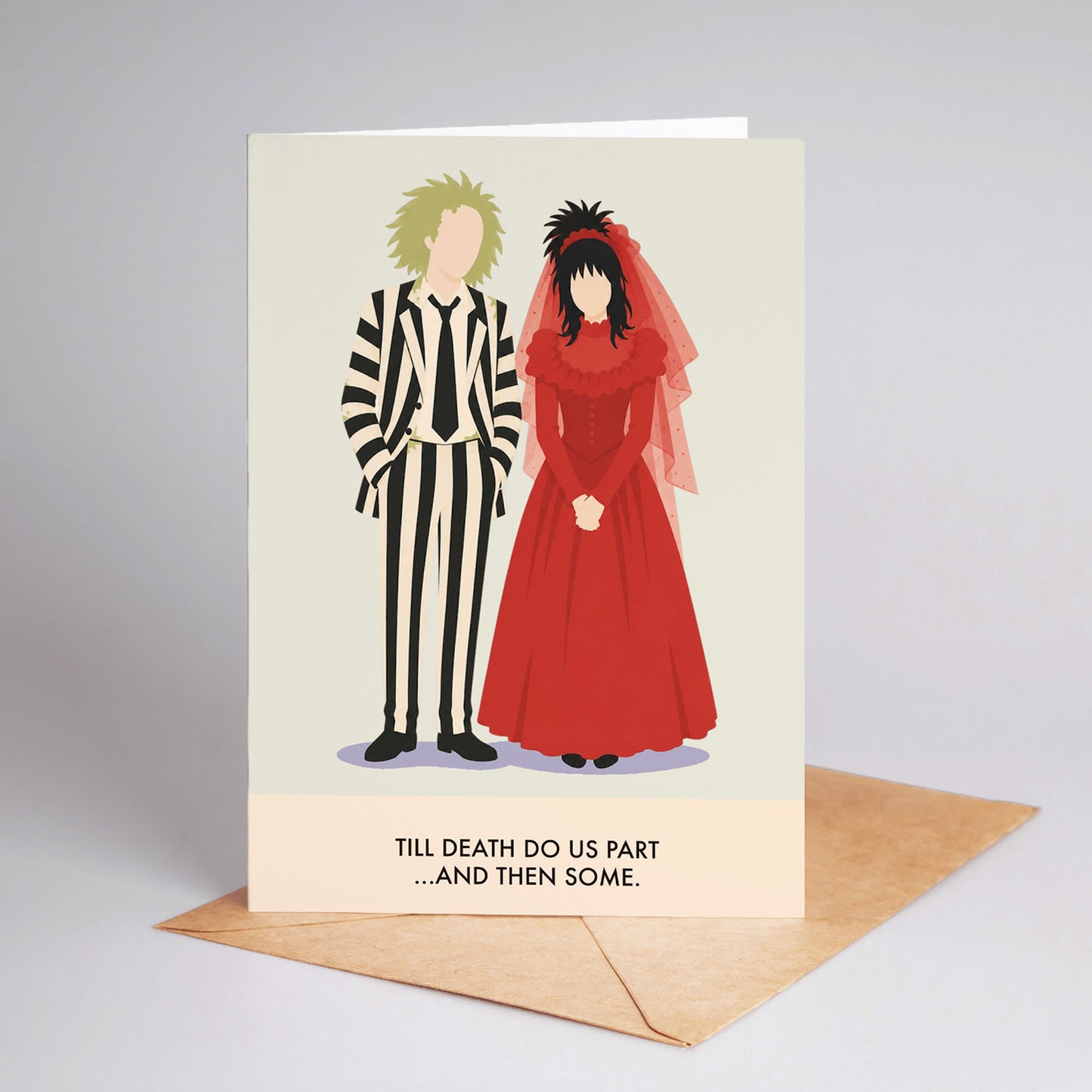 Beetlejuice & Lydia Wedding Card Cult Horror Movie