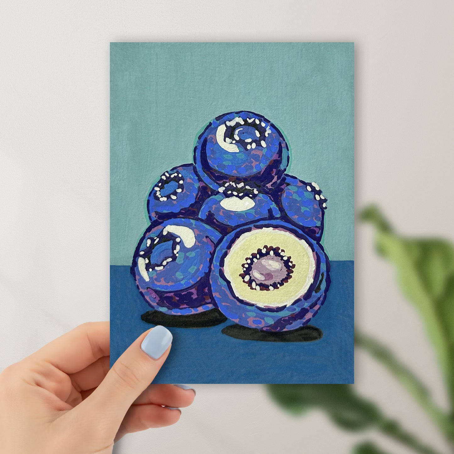 Blueberry Stack Impressionist Style Illustration Original Art Print