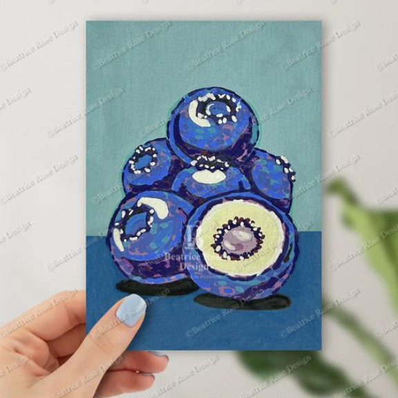 Blueberry Stack Impressionist Style Illustration Original Art Print