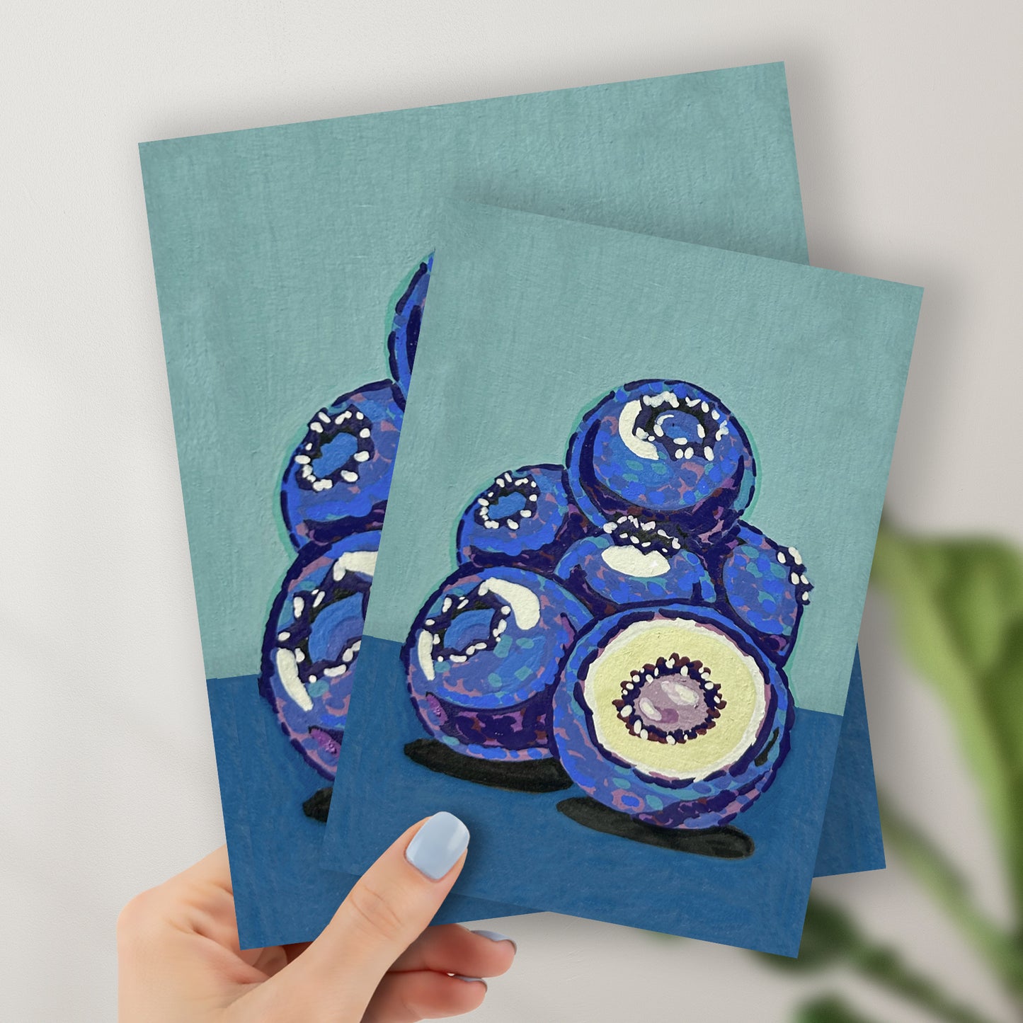 Blueberry Stack Impressionist Style Illustration Original Art Print