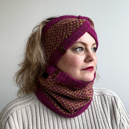 Headband and Snood Set in LIME Fruit Salad