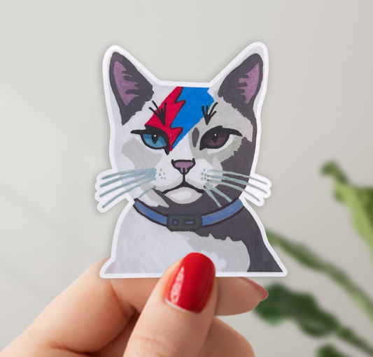 Ziggy Stardust Cat Vinyl Sticker
