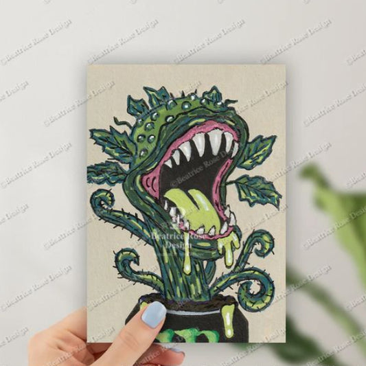 "Monster" Little Crop Of Horrors Carnivorous Plant Original Art Print