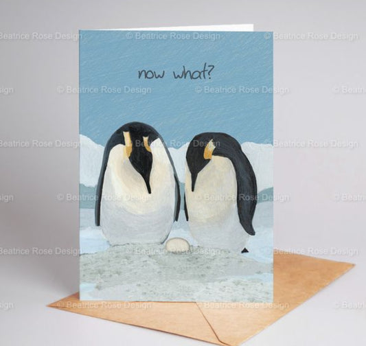 "Now What" New Baby A6 Blank Greeting Card