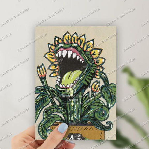 "Butter" Little Crop Of Horrors Carnivorous Plant Original Art Print