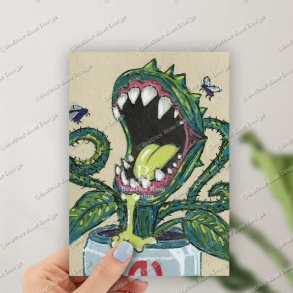 "Thirst Trap" Little Crop Of Horrors Carnivorous Plant Original Art Print