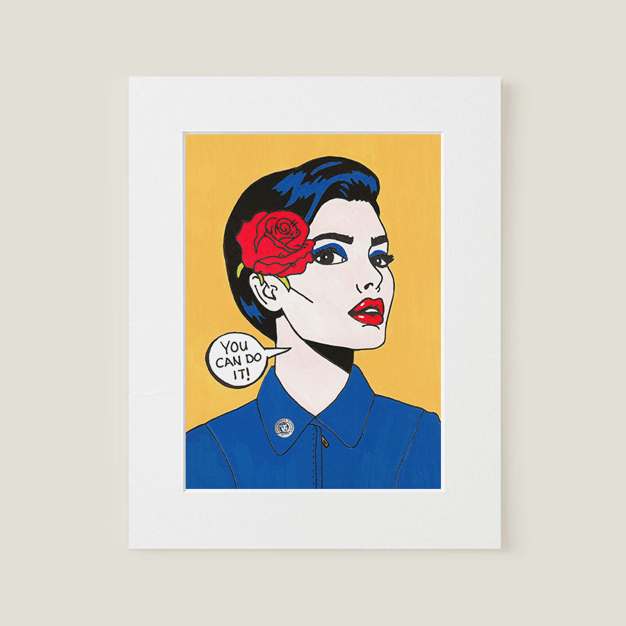 Rosie The Riveter A4 Mounted Pop-Art Original Art Print