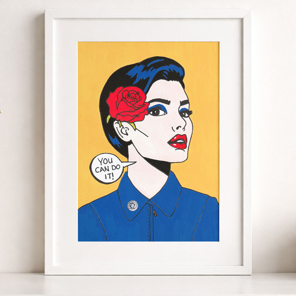 Rosie The Riveter A4 Mounted Pop-Art Original Art Print
