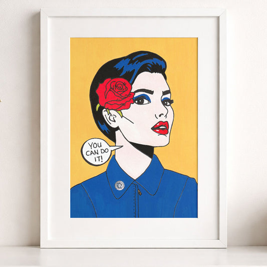 Rosie The Riveter A4 Mounted Pop-Art Original Art Print