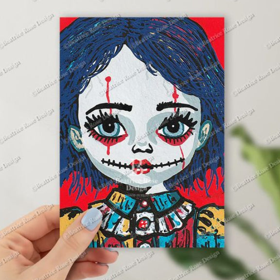 "Evilyn" Porcelain Sisters Series Haunted Doll Original Art Print