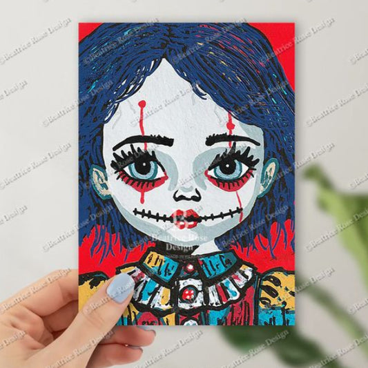 "Evilyn" Porcelain Sisters Series Haunted Doll Original Art Print