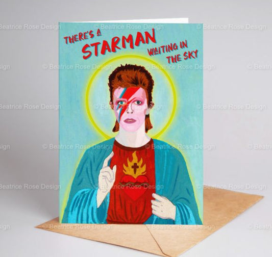 "There's A Starman Waiting In The Sky" Illustration A6 Blank Greeting Card
