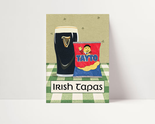 "Irish Tapas" Funny Food Greeting Card | Guinness & Tayto Illustrated Card