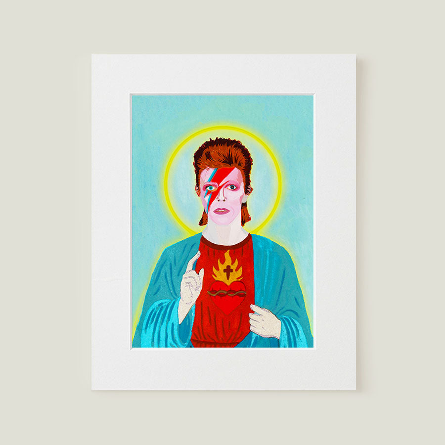 Sacred Heart of Ziggy Stardust A4 Mounted Original Art Print