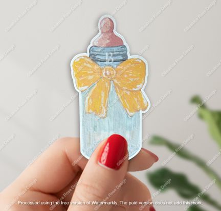 Baby Bottle Bow Vinyl Sticker